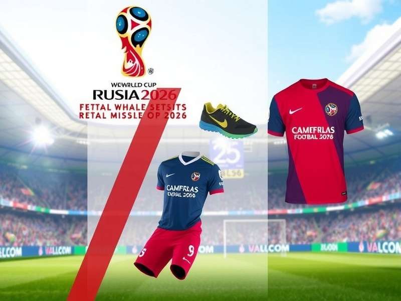 Collection of FIFA World Cup merchandise including jerseys, scarves, and a football
