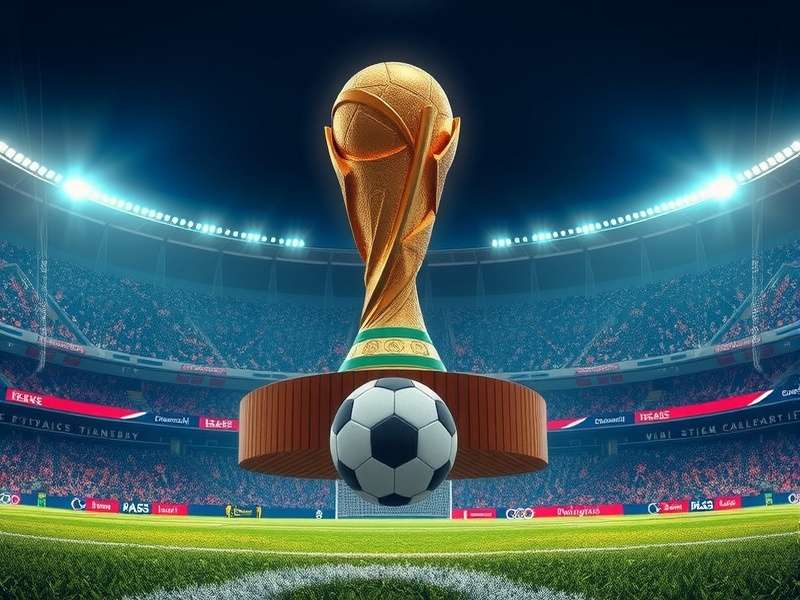 FIFA World Cup trophy shining under stadium lights