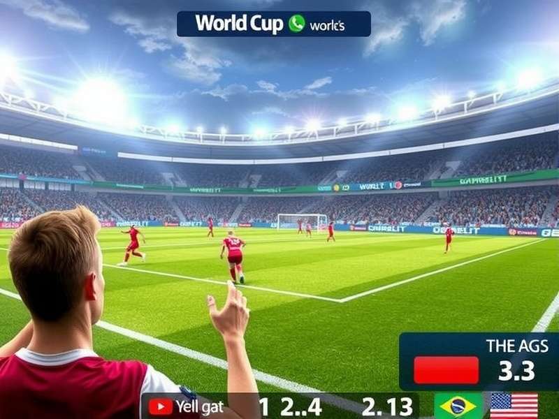 FIFA World Cup trophy shining under stadium lights