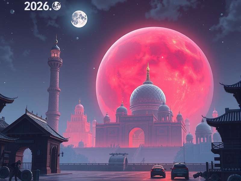 Panoramic view of a large football stadium at night with glowing lights