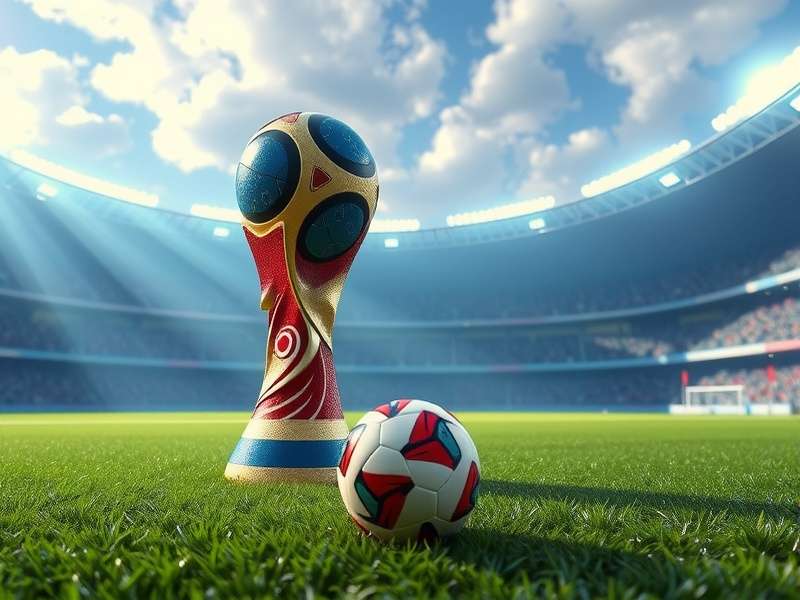 Conceptual illustration of the FIFA World Cup 2026 trophy with calendar showing June 11, 2026