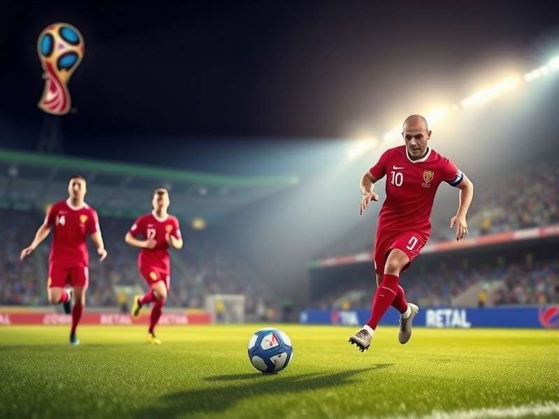 Artist rendering of a 2026 World Cup stadium with vibrant lights