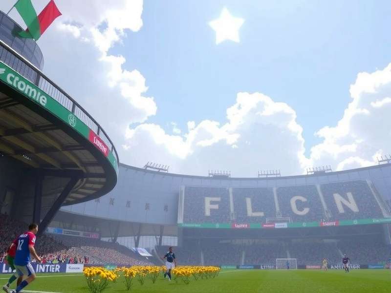 Football stadium with vibrant crowd during a night match