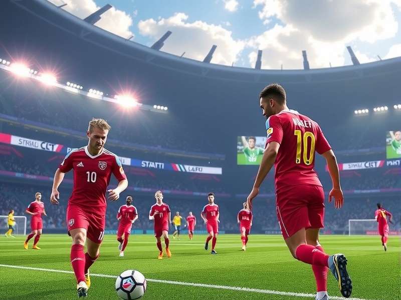 Football stadium with crowd during a night match