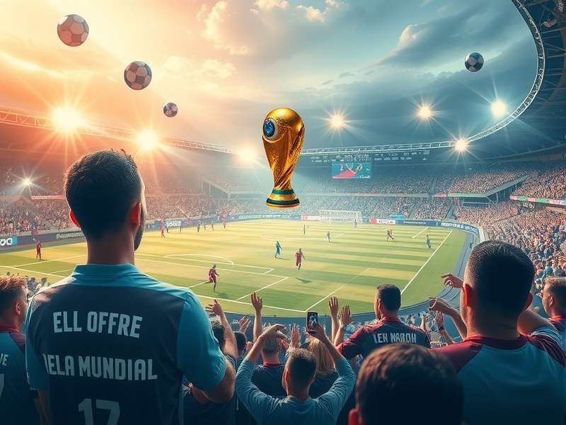 The iconic FIFA World Cup trophy held by a player