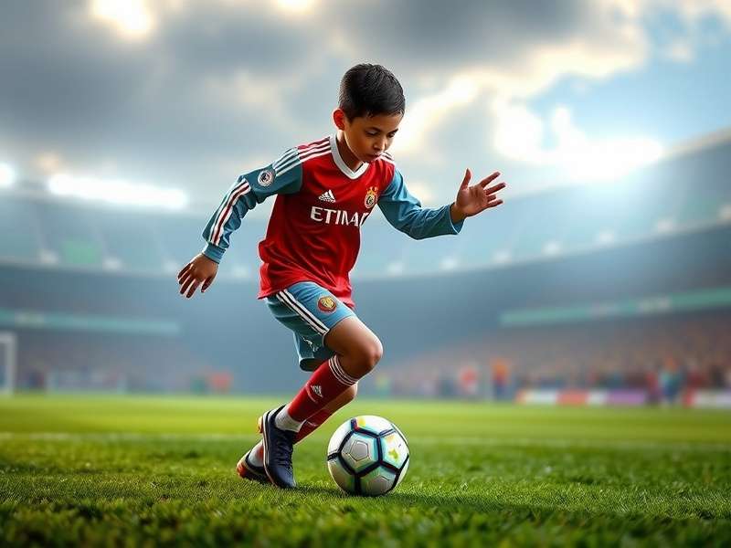 Football stadium with volunteers preparing for World Cup event