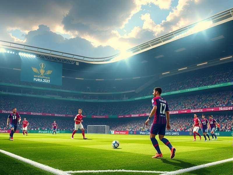 FIFA World Cup trophy on a football pitch