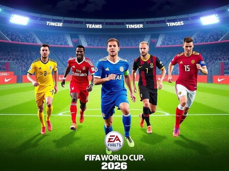 FIFA World Cup 2026 Teams official emblem with USA, Mexico and Canada flags