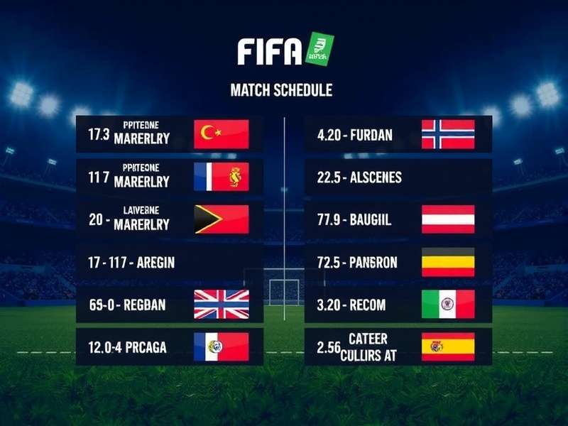 FIFA World Cup 2026 match schedule banner with stadium and football